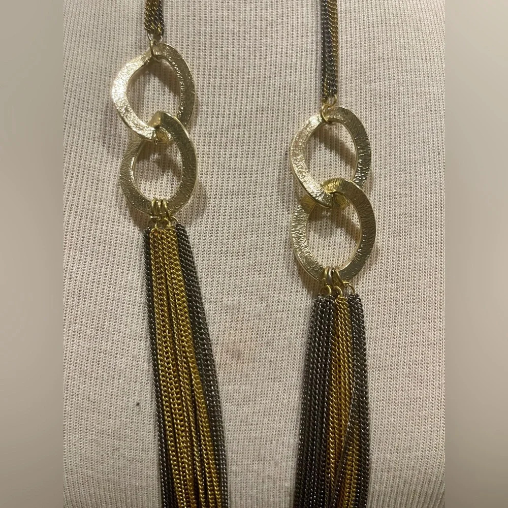 Two Tone Multi Chain Open Circle Drape Adjustable… - image 5